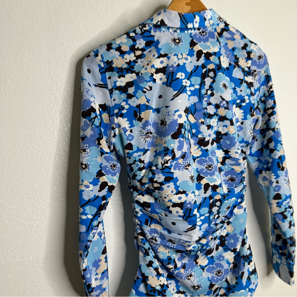 NWT Rails Lisa Ruched Long Sleeve Floral Button Down Blouse Zinnia XS - Picture 7 of 12